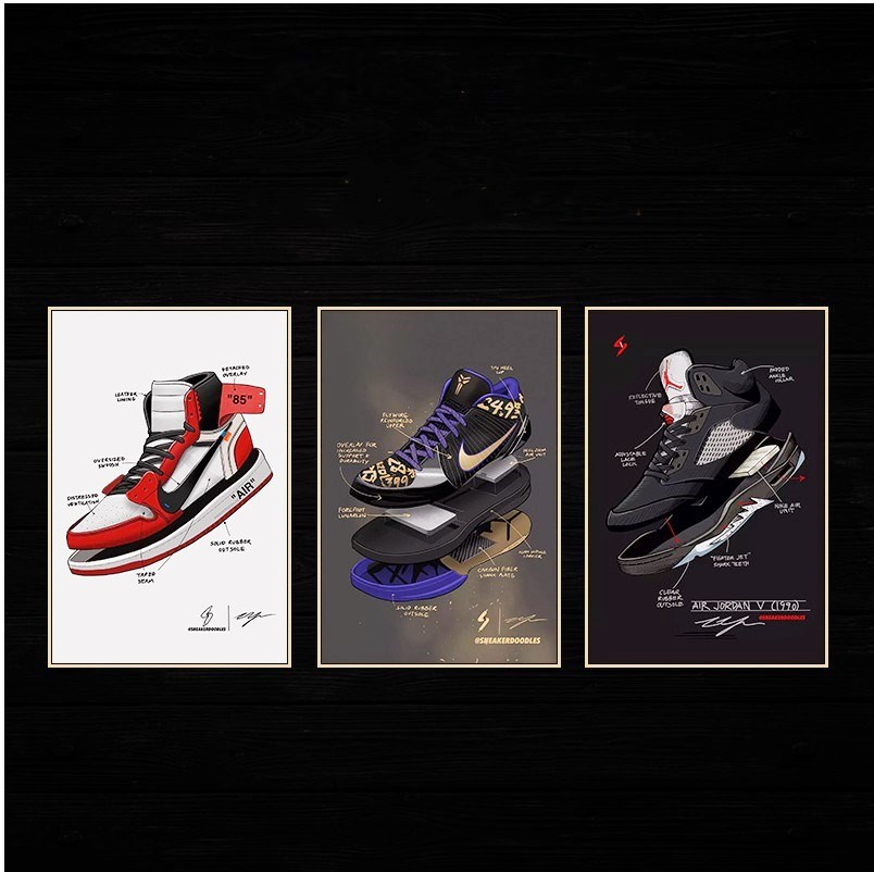 Shoe Structure Decorative Painting aj Joint offwhite Poster Hanging Painting Shoe Store Clothing Store Studio Trendy Mural