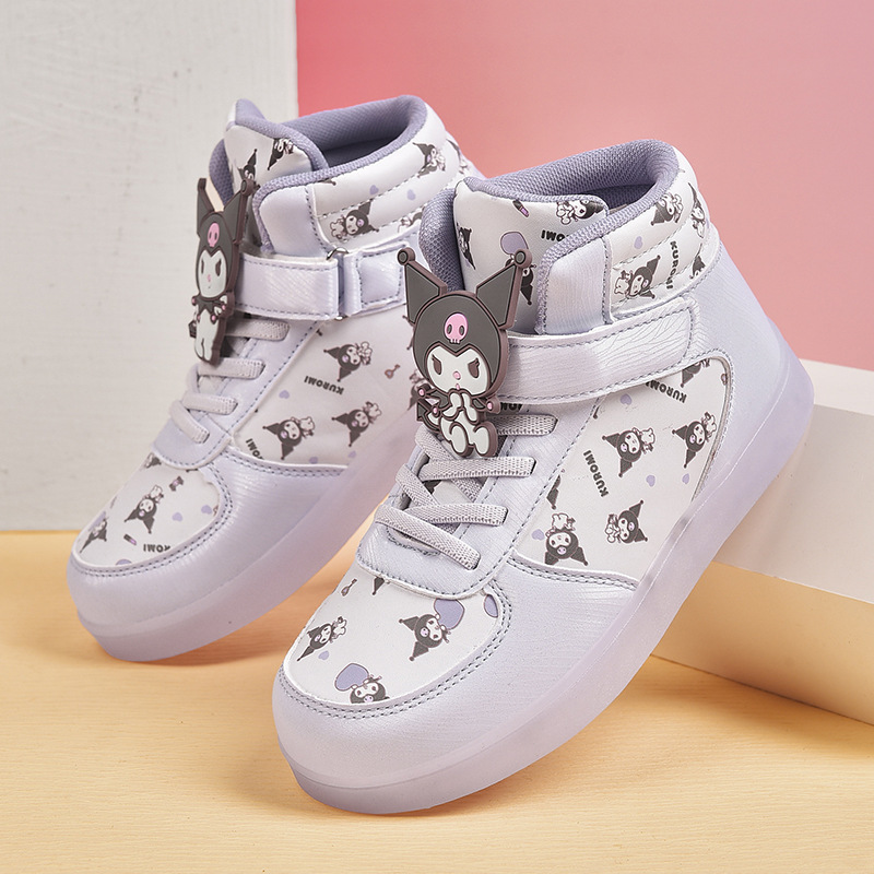 Children's high-top board shoes kids girls flashing sneakers