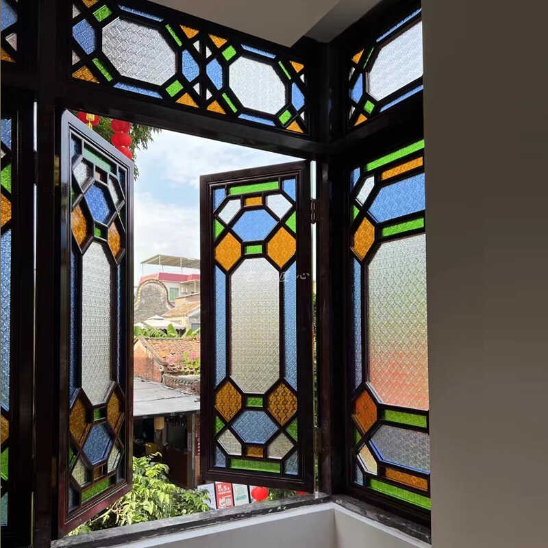 Old-Fashioned Colored Glass Windows, Western-Style Manzhou Windows, Begonia Flower Glazed Screens, Partitions, Lingnan-Style Antique Doors and Windows, Ancient Building Windows