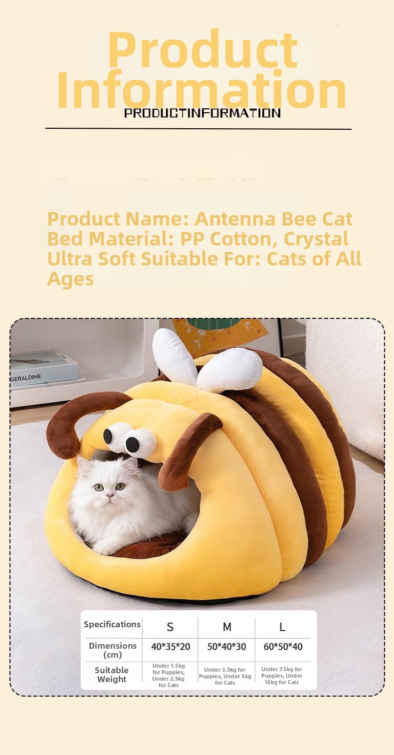 Lit pour chat en forme d abeille - couchage douillet pour hiver_voghion.com
