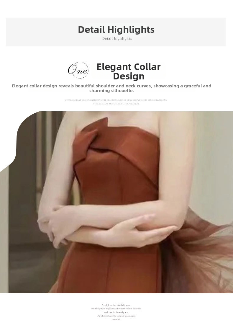 Elegant Mermaid Style Strapless Evening Gown with Short Train for Women New 2026 Toast Dress Sophisticated Engagements_ecoleips.com