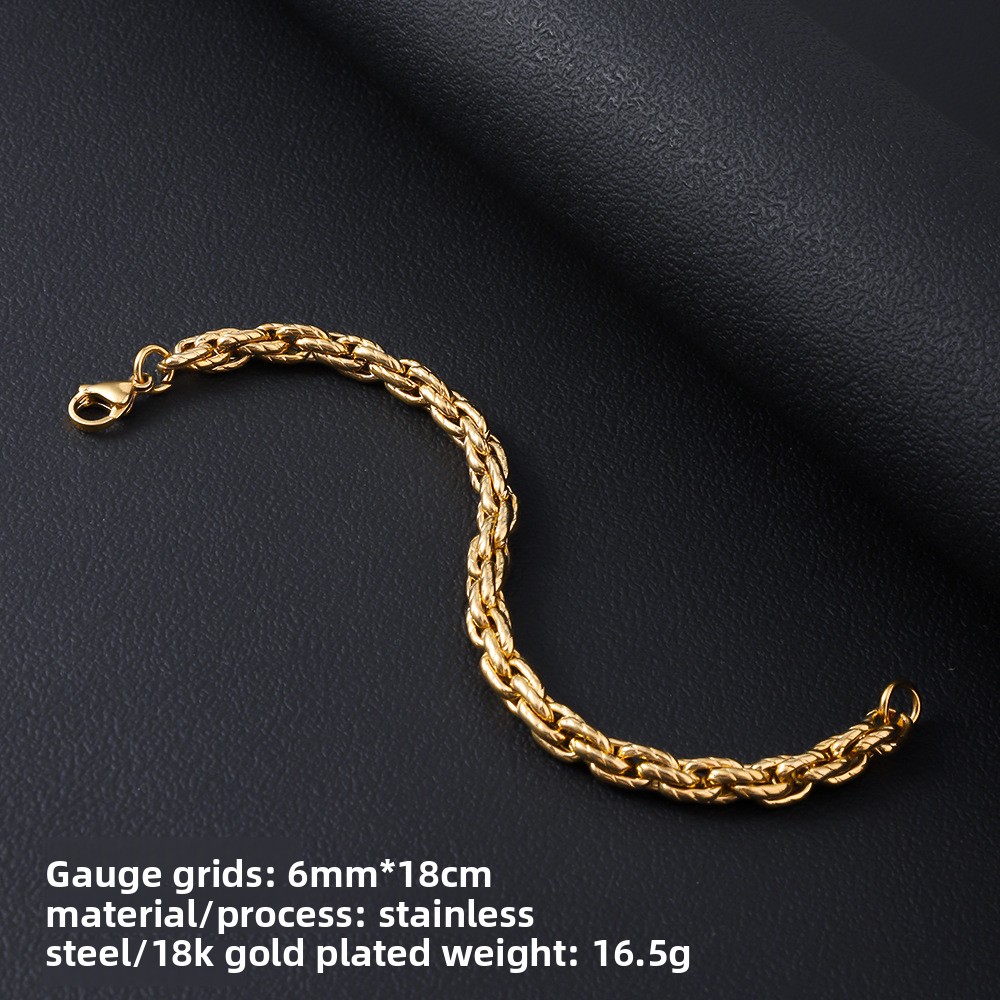 Stainless Steel Bracelet For Women's Cross-border Fashion In Europe And America, Plated With 18K Gold, Non Fading And Washable Men's Titanium Bracelet_voghion.com