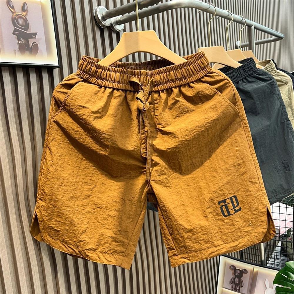 Men's Quick Dry Cargo Shorts Summer Style Thin Five Point Design Casual Basic Trendy Beach Shorts mid Waist Drawstring_voghion.com