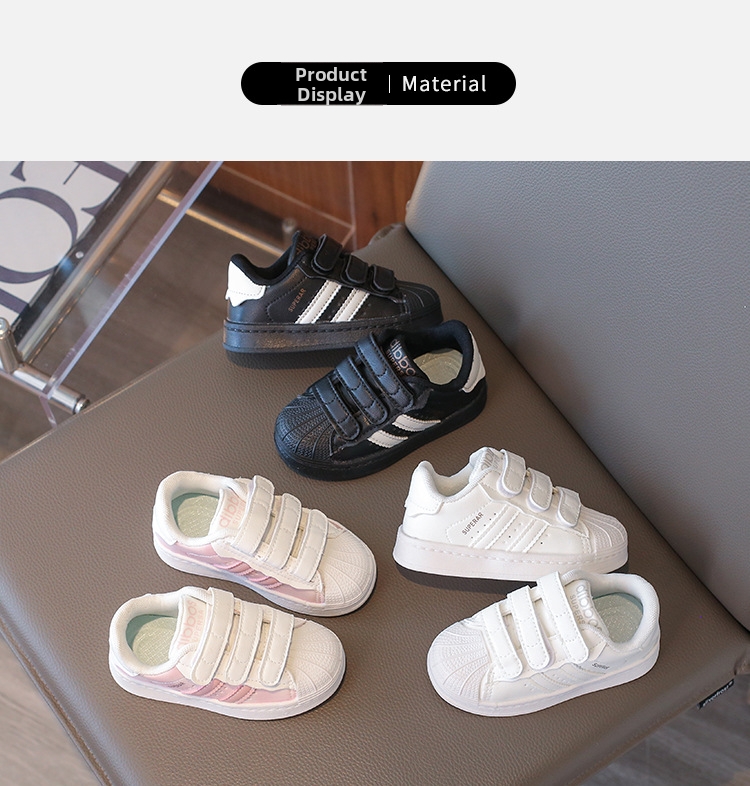Baskets shell toe pour enfants fille et garçon blanc casual_voghion.com