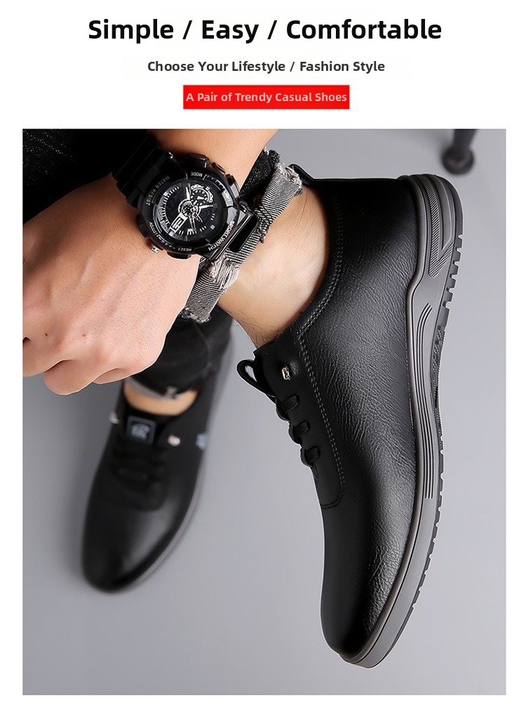 Chaussures en cuir pour hommes, collection printemps 2025, décontractées, à enfiler, semelle souple, confortables, blanches et noires, en microfibre et cuir PU. Directement de l'usine._voghion.com