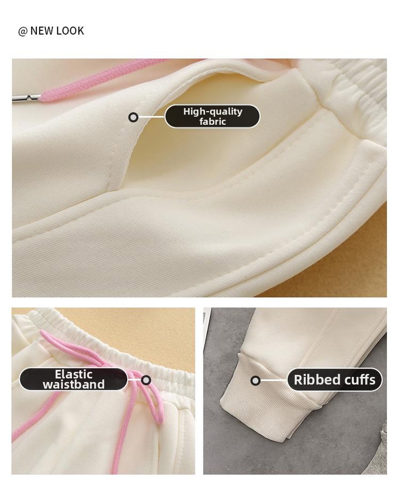 Girls Grey Jogger Pants Casual Loose Fit Sportswear For Kids_voghion.com