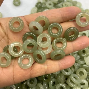 Hetian jade Qinghai material smooth ring handmade DIY accessories small slip pendant bracelet jade jewelry wholesale.