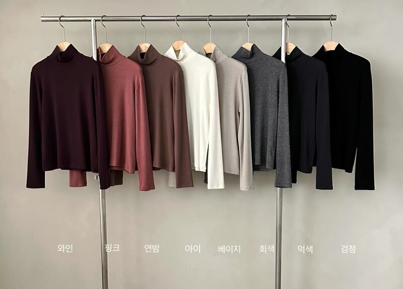 presale South Korea Dongdaemun 2024 Winter New Lake Wool Tencel Blended High Neck Base Shirt T-shirt for Women