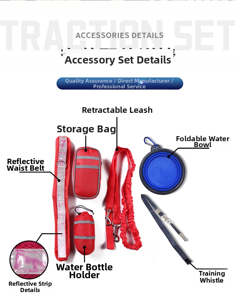 Dog Pet Exercise Kit With Reflective Leash And Training Bag For Large Dogs_voghion.com