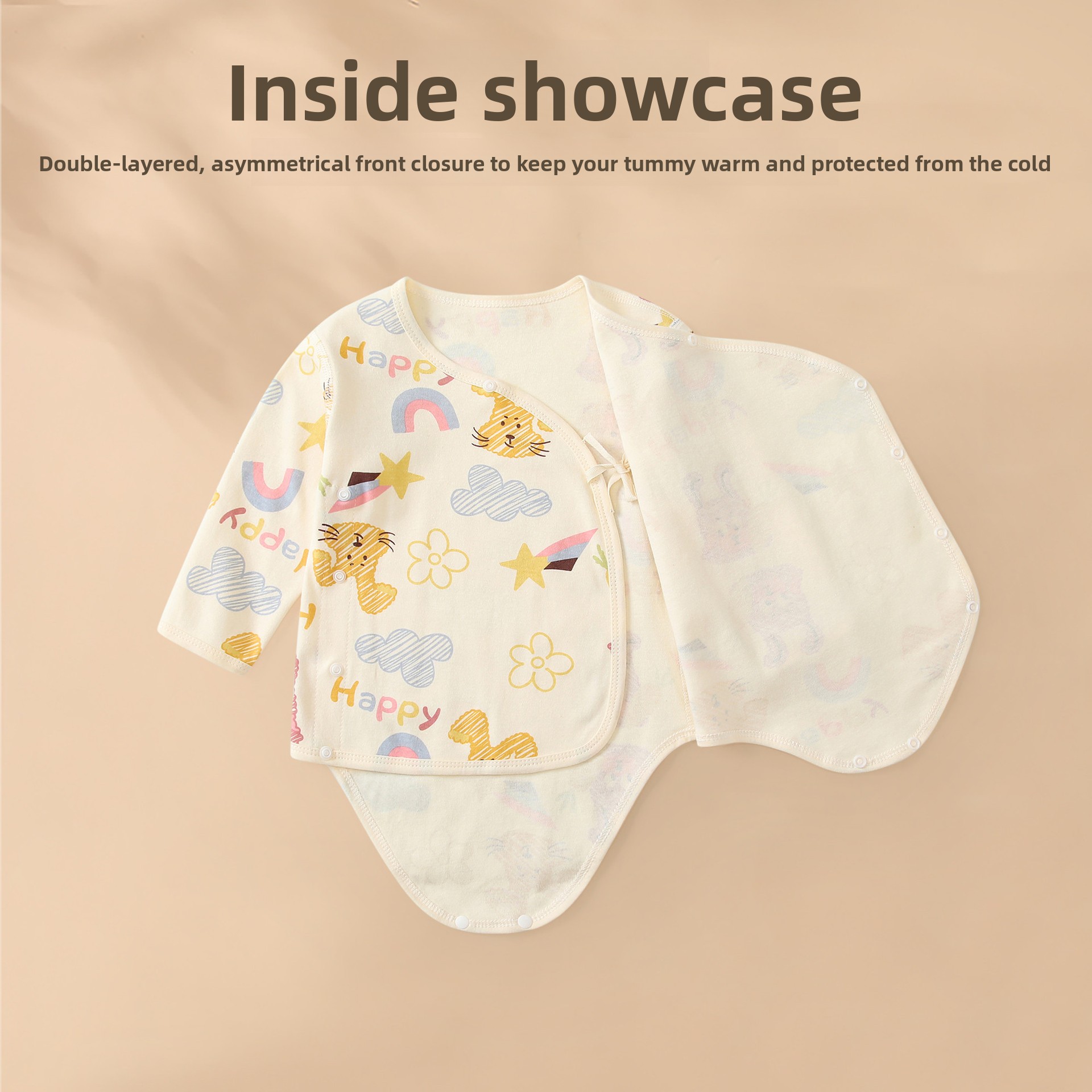 Nyfödd baby body i bomull med lång ärm för höst och vår_voghion.com