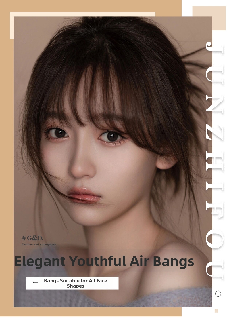 Air Bangs Wig With Sideburns Clip-in Straight Fringe Extension_voghion.com