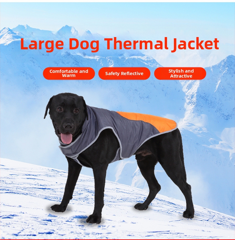 Reflective One Piece Dog Windproof Jacket Large Dog Clothes Adjustable Cotton Winter Clothing_voghion.com