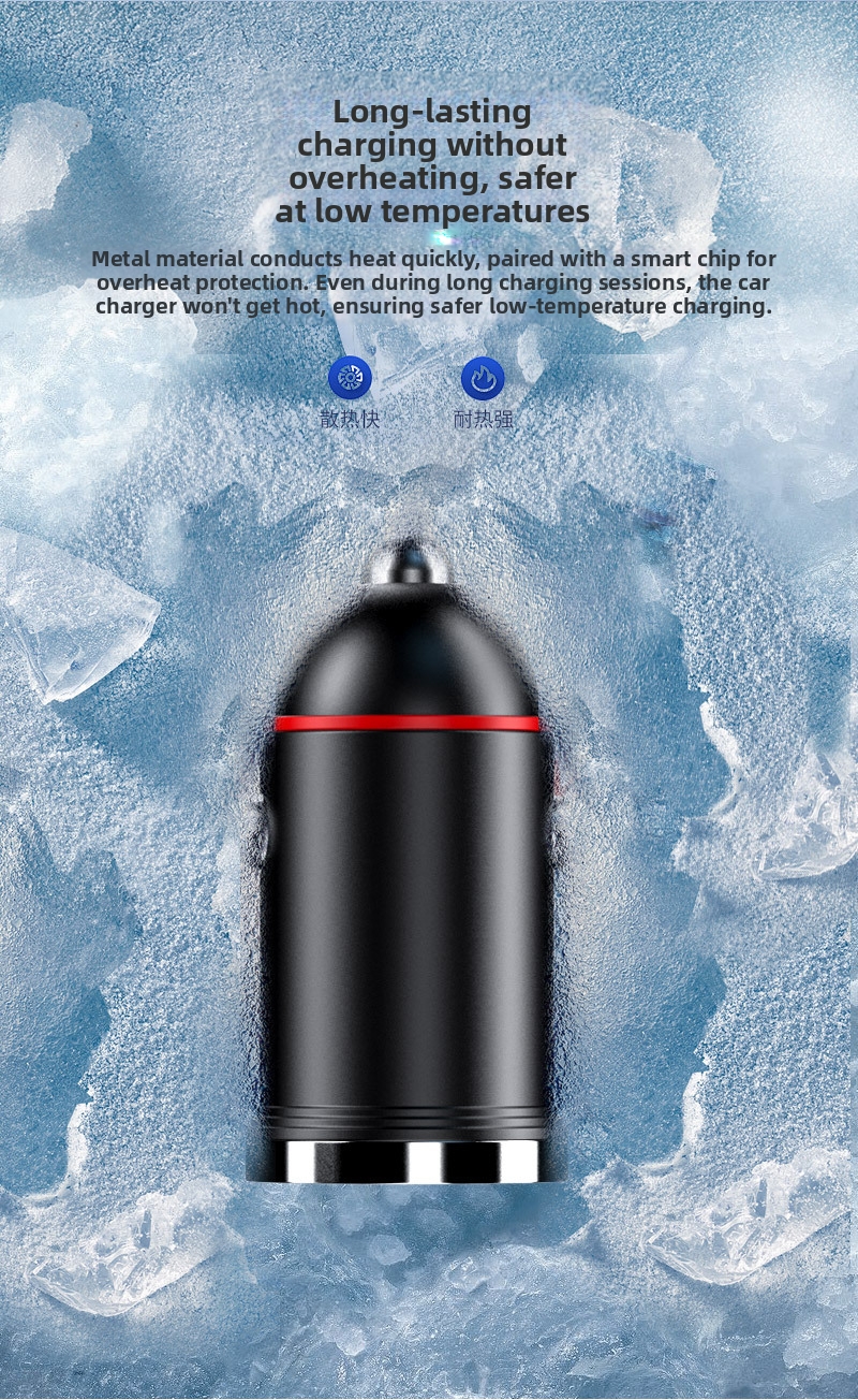 Nuovo caricabatteria da auto con anello di trazione, doppio USB, ricarica rapida, multifunzionale, accendisigari, mini accessorio di ricarica flash nascosto da 200 W_voghion.com