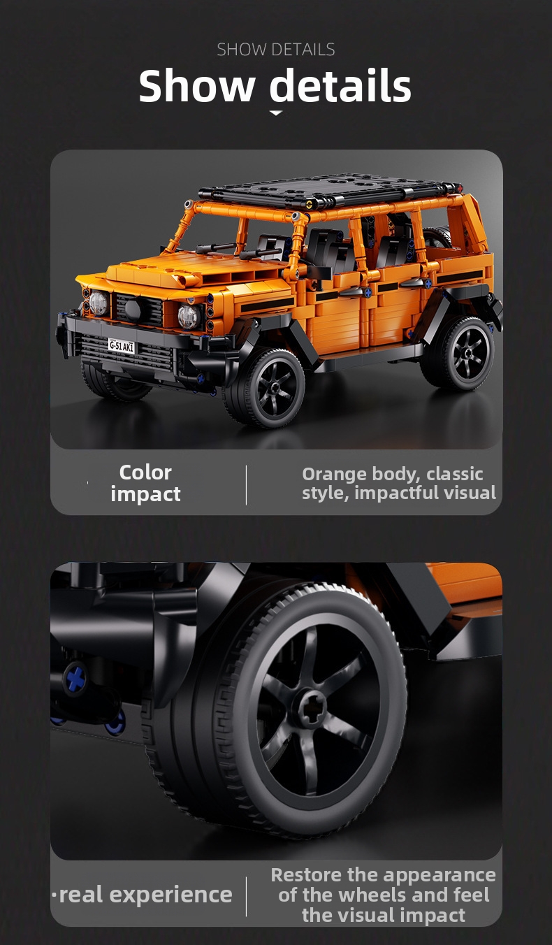Jeu de construction de véhicule tout-terrain orange compatible, jouet éducatif de course automobile pour garçons, cadeau d'anniversaire idéal._voghion.com