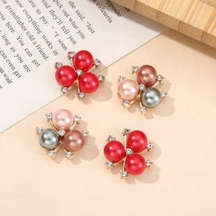 Three Pearl Flower Core Highlight Diamond DIY Jewelry Bow and Wind Flower Heart Handmade Hair Accessories Headwear Accessories