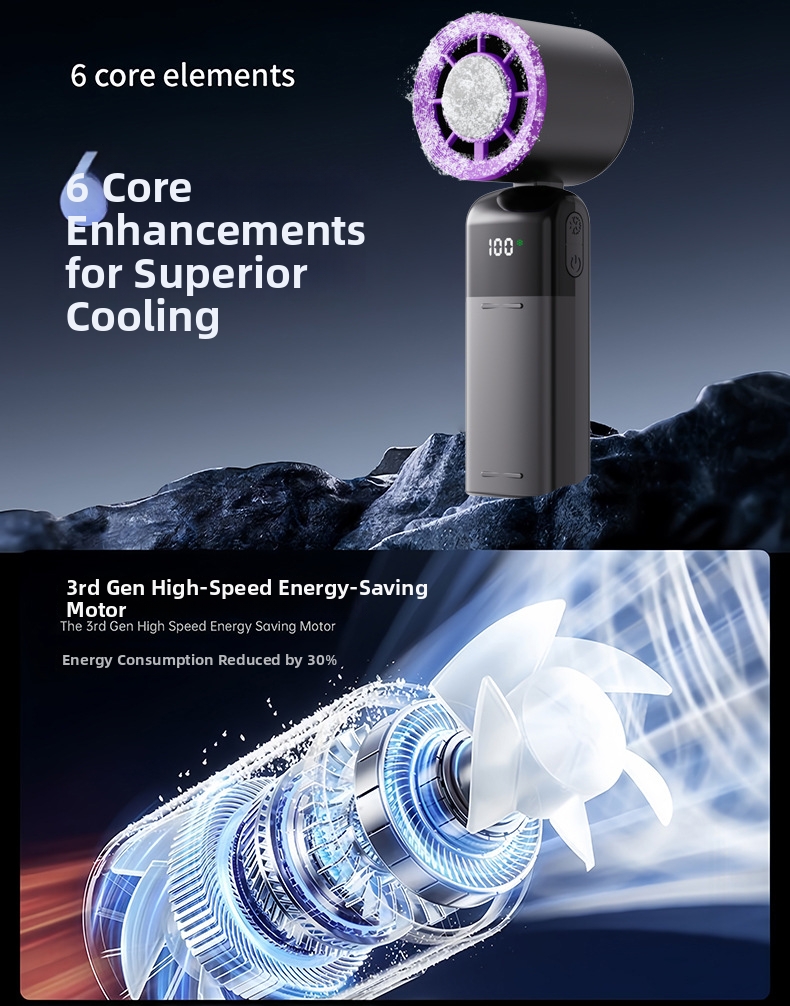 Handheld Cooling Fan Portable Turbo Mini Fan With 199 Speeds_voghion.com