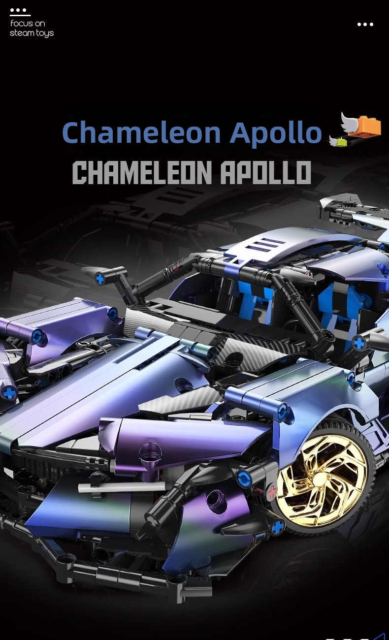 Blocos de montar de carro de corrida com controle remoto, compatíveis com o modelo de carro esportivo Apollo Rambo, brinquedo para meninos._voghion.com