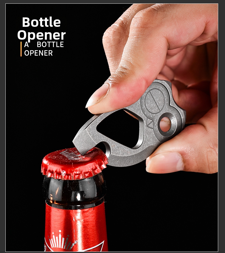 Titanium Alloy Owl Bottle Opener Portable Outdoor Tool Keychain_voghion.com