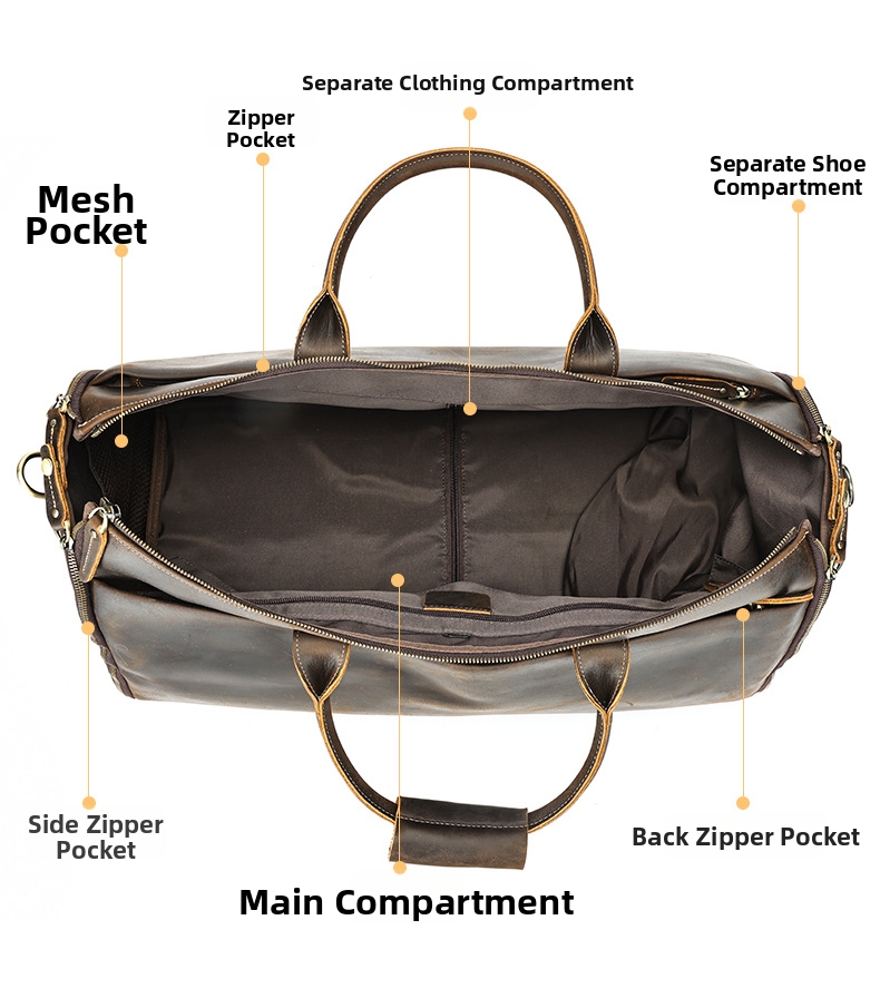 Herren Trolley Reisetasche Aus Echtem Leder Mit Großem Volumen_voghion.com