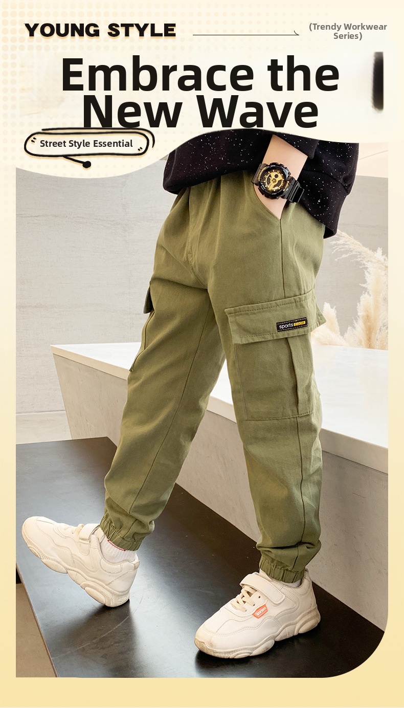 Pantalon cargo sport pour garçon pantalon printemps décontracté_voghion.com