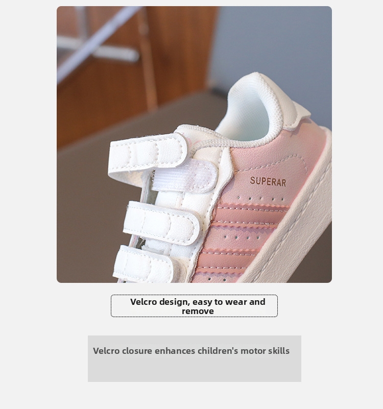 Baskets shell toe pour enfants fille et garçon blanc casual_voghion.com
