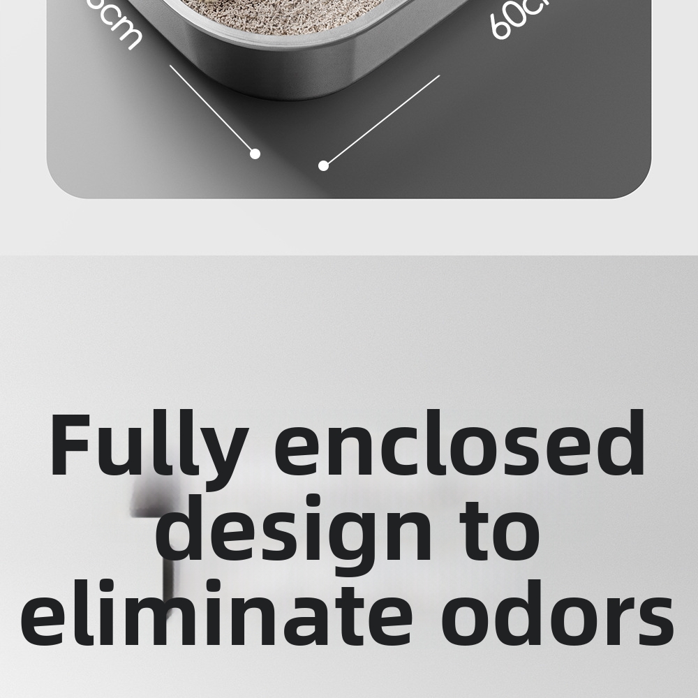 Large Stainless Steel Enclosed Cat Litter Box Anti-leak Toilet_voghion.com