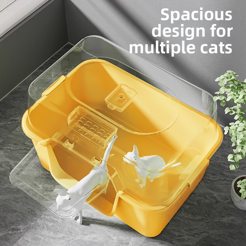 Large Size Fully Enclosed Cat Litter Box Splash Proof Odor Proof for Cat Litter Made from Cassava And Persimmon_voghion.com