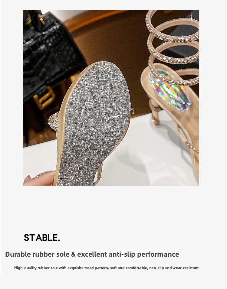 Women's Rhinestone Stiletto Platform Sandals With Snake Pattern_voghion.com