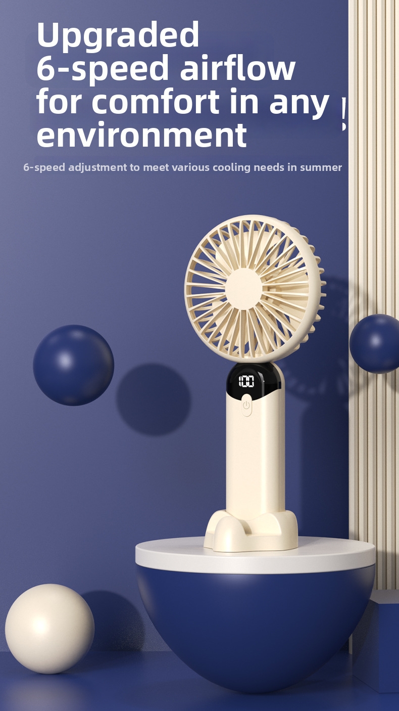 Handheld Portable Fan With Digital Display And Silent Operation_voghion.com