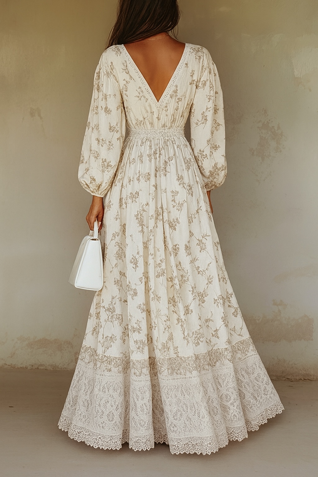 Bohemian Western Lace Trim Dress – Long Sleeve Floral Print Maxi Dress For Women_ecoleips.com
