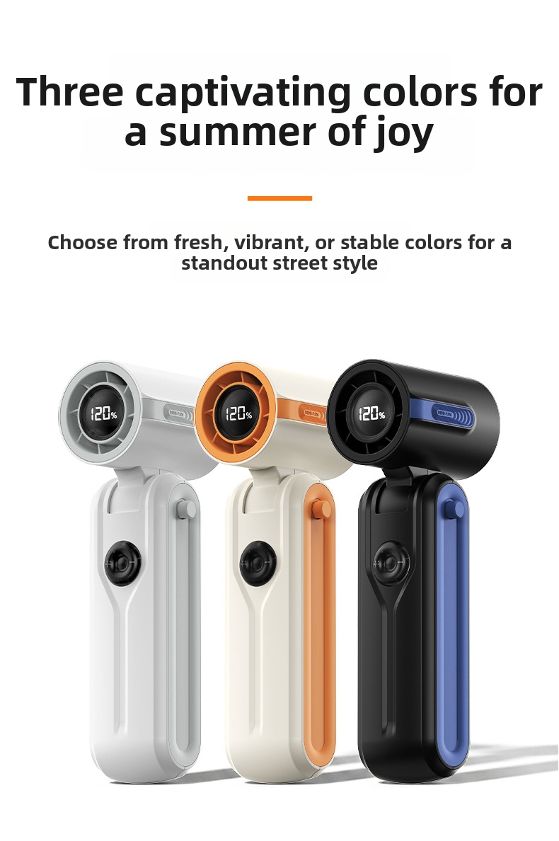 Handheld Mini Fan With Neckband Usb Rechargeable Digital Display_voghion.com