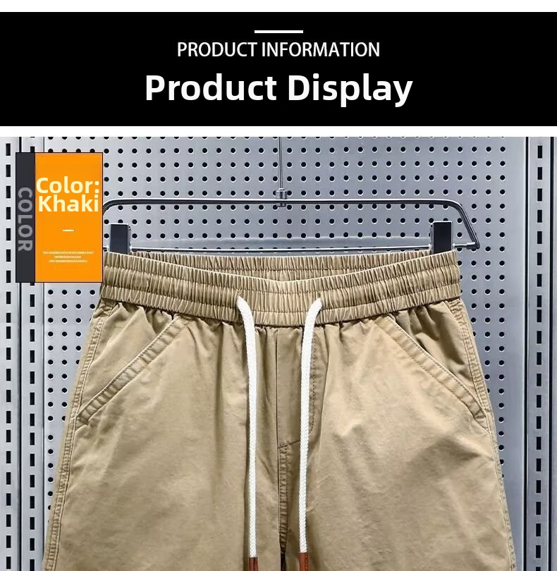 Men's Summer Khaki Cargo Shorts Loose Straight Leg Five Point Pants Trendy Casual Outdoor Sports Shorts_viptrois.com