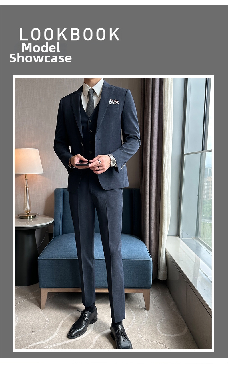 Abito da uomo tre pezzi slim fit rosa elegante raffinato_voghion.com
