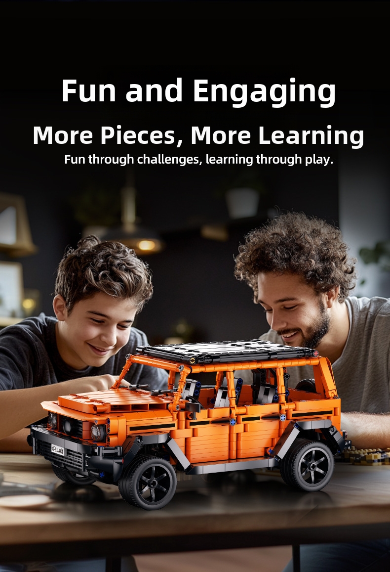Jeu de construction de véhicule tout-terrain orange compatible, jouet éducatif de course automobile pour garçons, cadeau d'anniversaire idéal._voghion.com