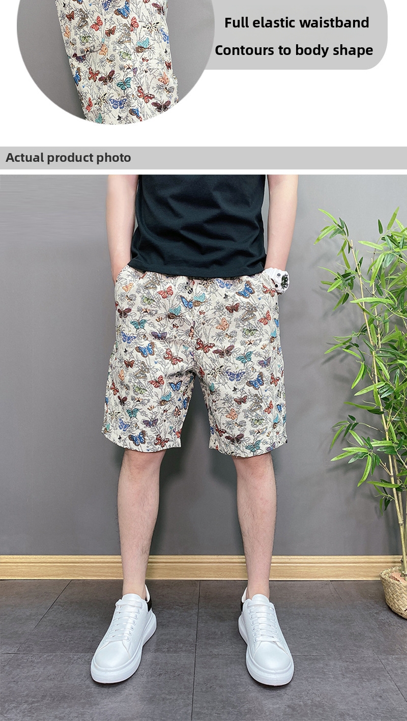 Herrshorts med rak passform somrig med fjärilstryck casual_voghion.com