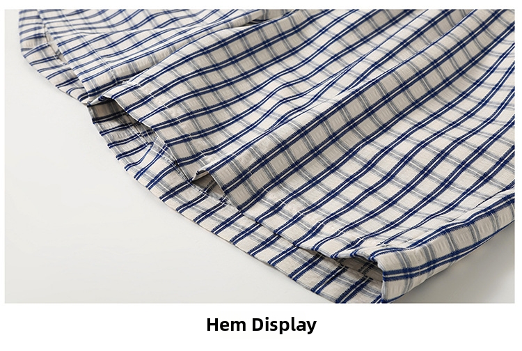 Men's Blue Plaid Straight Leg Shorts Trendy Versatile Summer Thin Striped Casual Sports Bottoms_viptrois.com