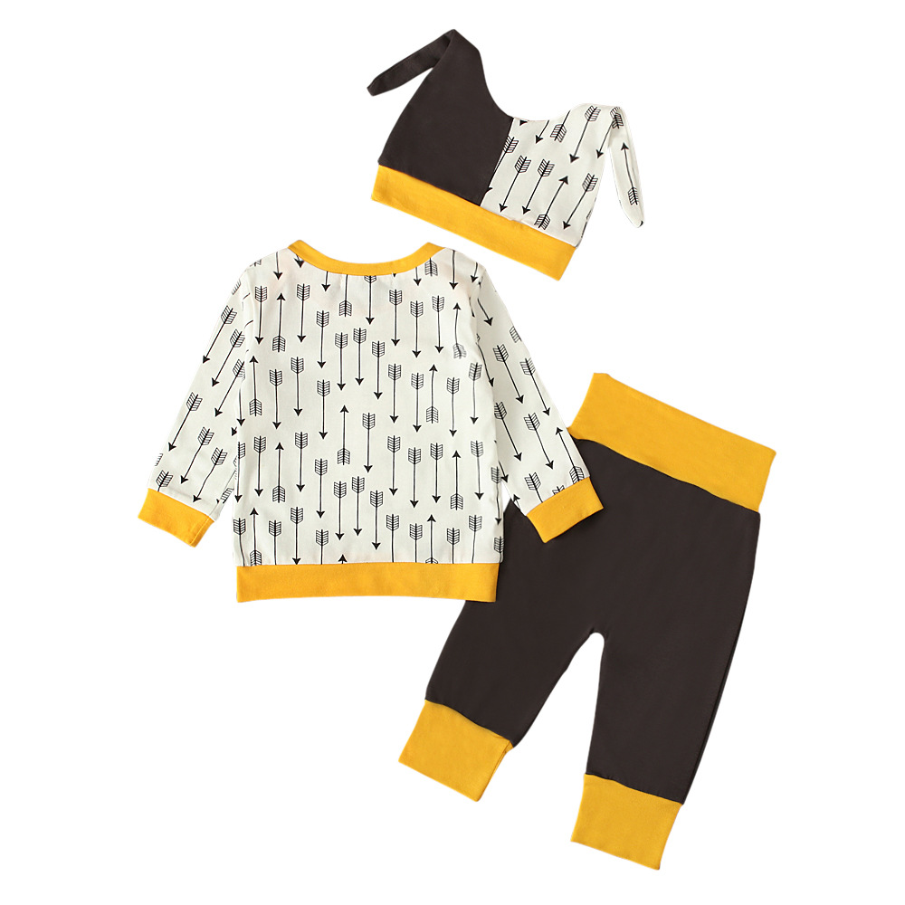 Kinderkleding 3-delige set met cartoon top broek en muts_voghion.com