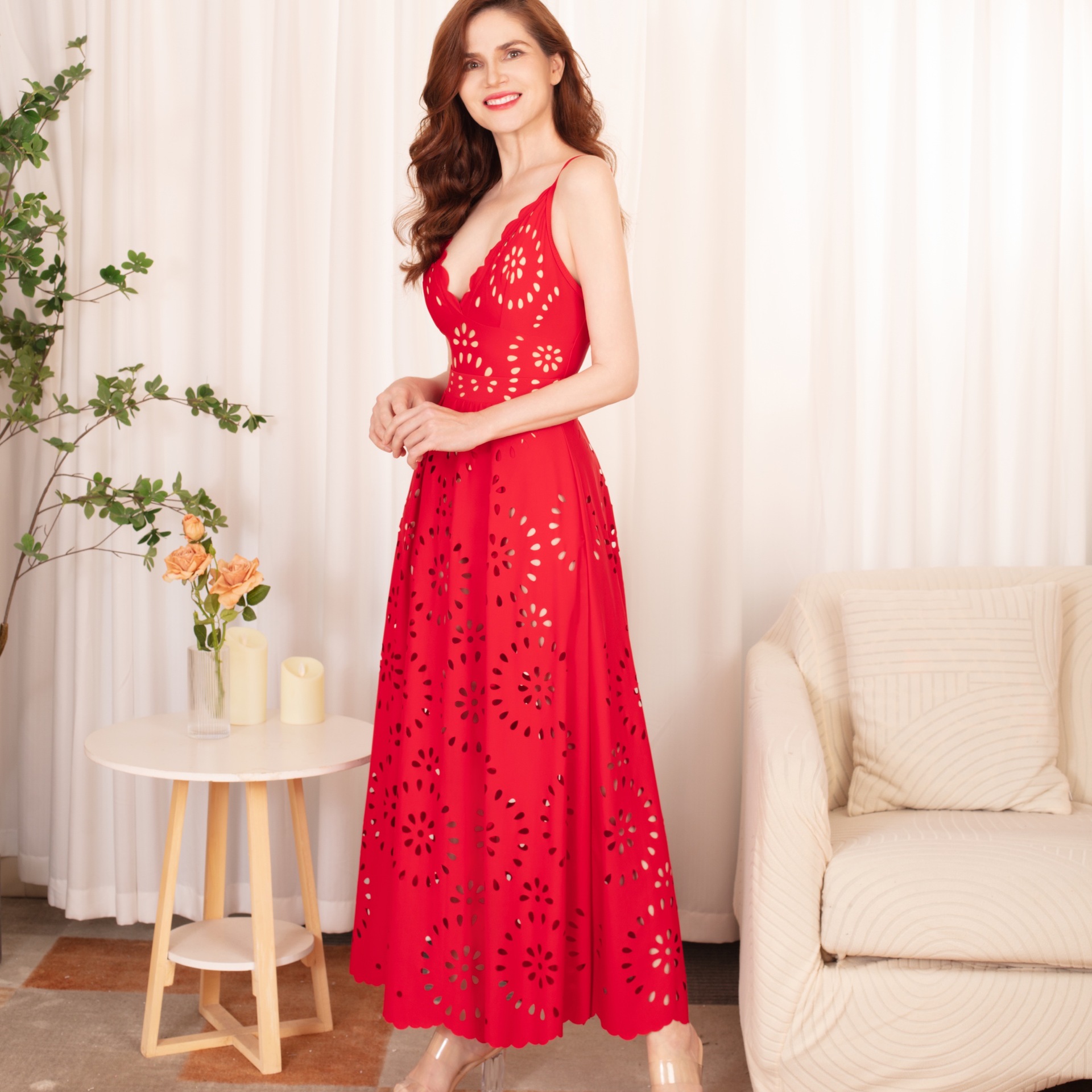 Damen Badeanzug Mit Lasercut-design Für Den Sommer Am Strand_voghion.com
