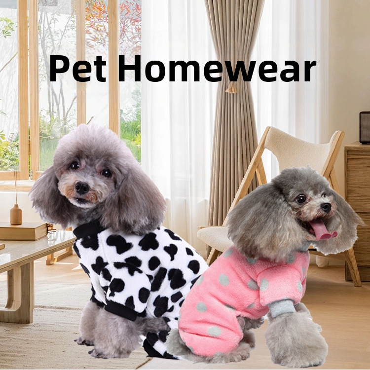 Plush Striped Polka Dot Pet Loungewear Warm Pajamas Dog Bathrobes Pet Clothes For Dogs_voghion.com