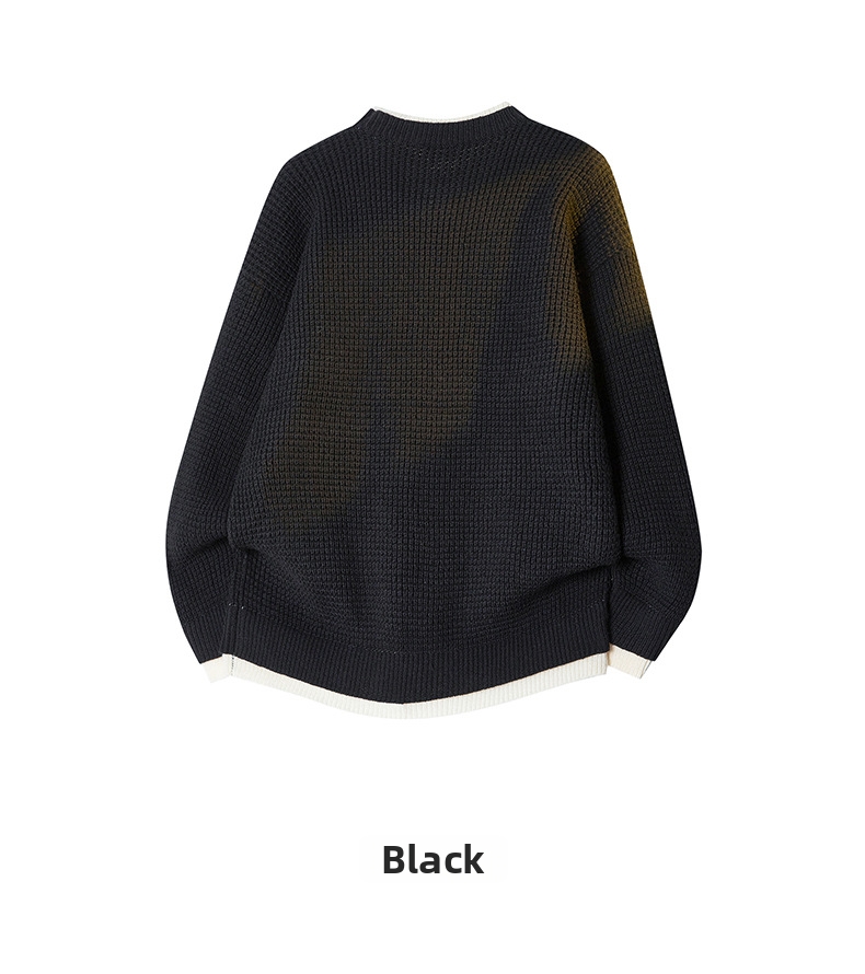 Herren Pullover Zweiteiler Langarm Slim Fit Waffelstrick Optik_voghion.com