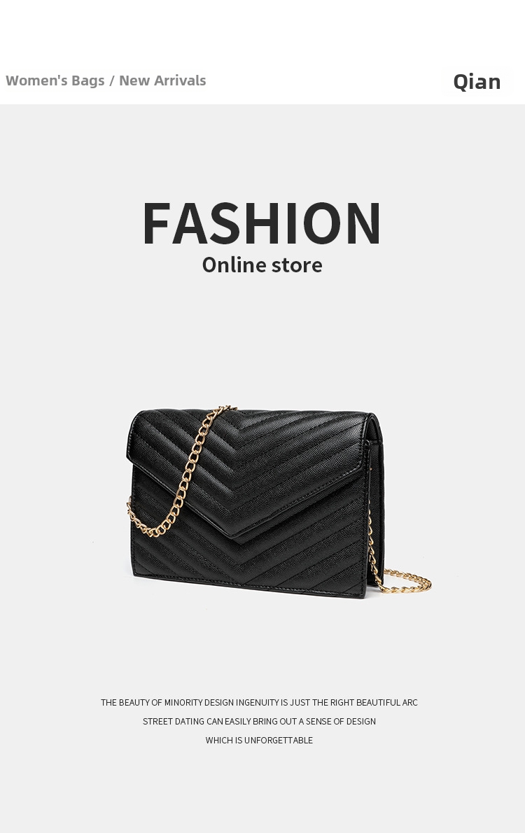 Women's Caviar Patterned Chain Shoulder Bag In Leather Style_voghion.com