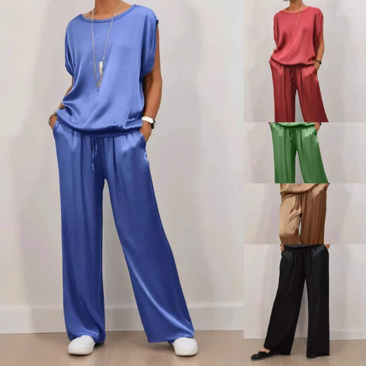 Trendiger Damen-Hosenanzug mit langer Hose und Hemd, lässiges Design, weites Bein, lockere Passform, Neuheit für den Frühling_voghion.com
