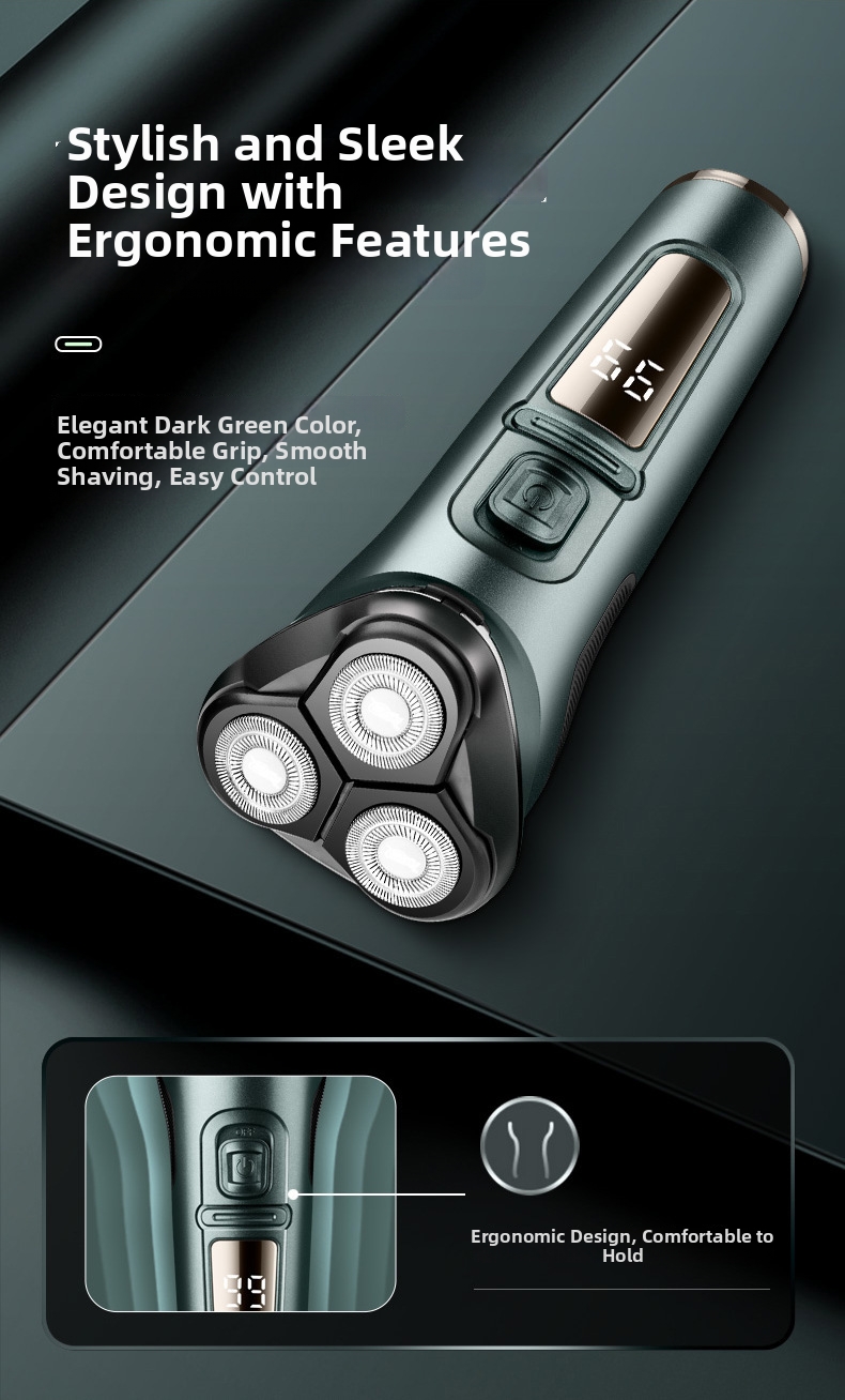 Electric Shaver For Men With Digital Display And Three Blades_voghion.com