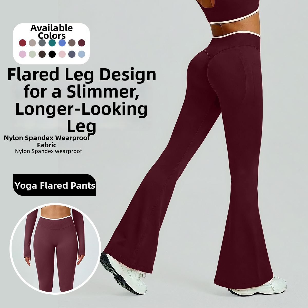 Teveo High Elasticity Yoga Pants Seamless Quick Drying Flared Design Lifting Slimming Figure Perfect For Running Sports Fitness_desvips.com
