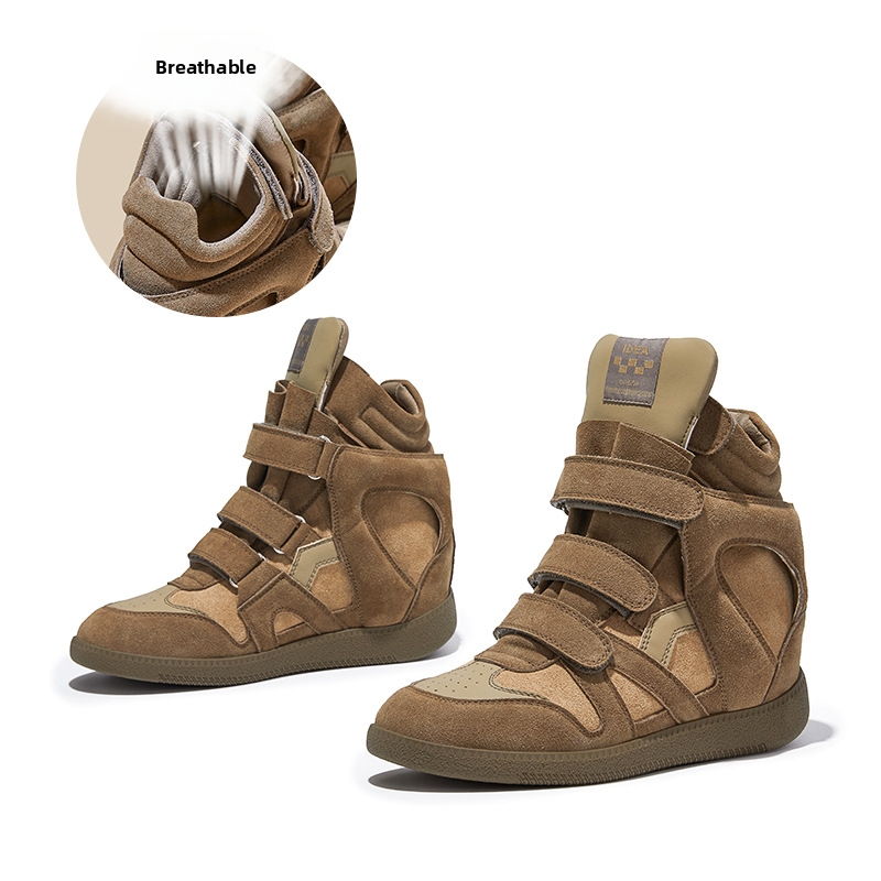 Damen-Retro-Schuhe mit dicker Sohle, 6,5 cm hoher, versteckter Absatz, Echtleder, Weiß_voghion.com