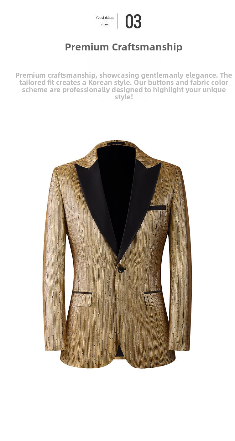 Men's Suit Blazer In Gold And Silver Modern Slim Fit Formal Jacket_voghion.com