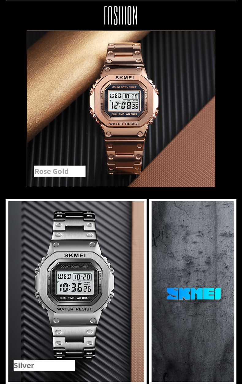 Men's Digital Watch Luminous Mechanical Style Trendy Round Dial_voghion.com