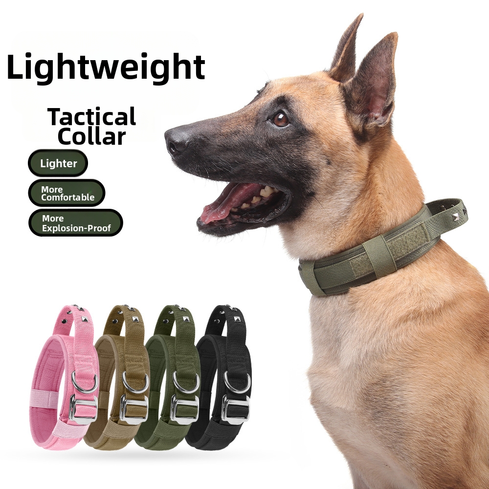 Adjustable Nylon Dog Collar With Rivets Medium To Large Breed Explosion Proof Anti Lost Pet Neck Collar For Dogs_voghion.com