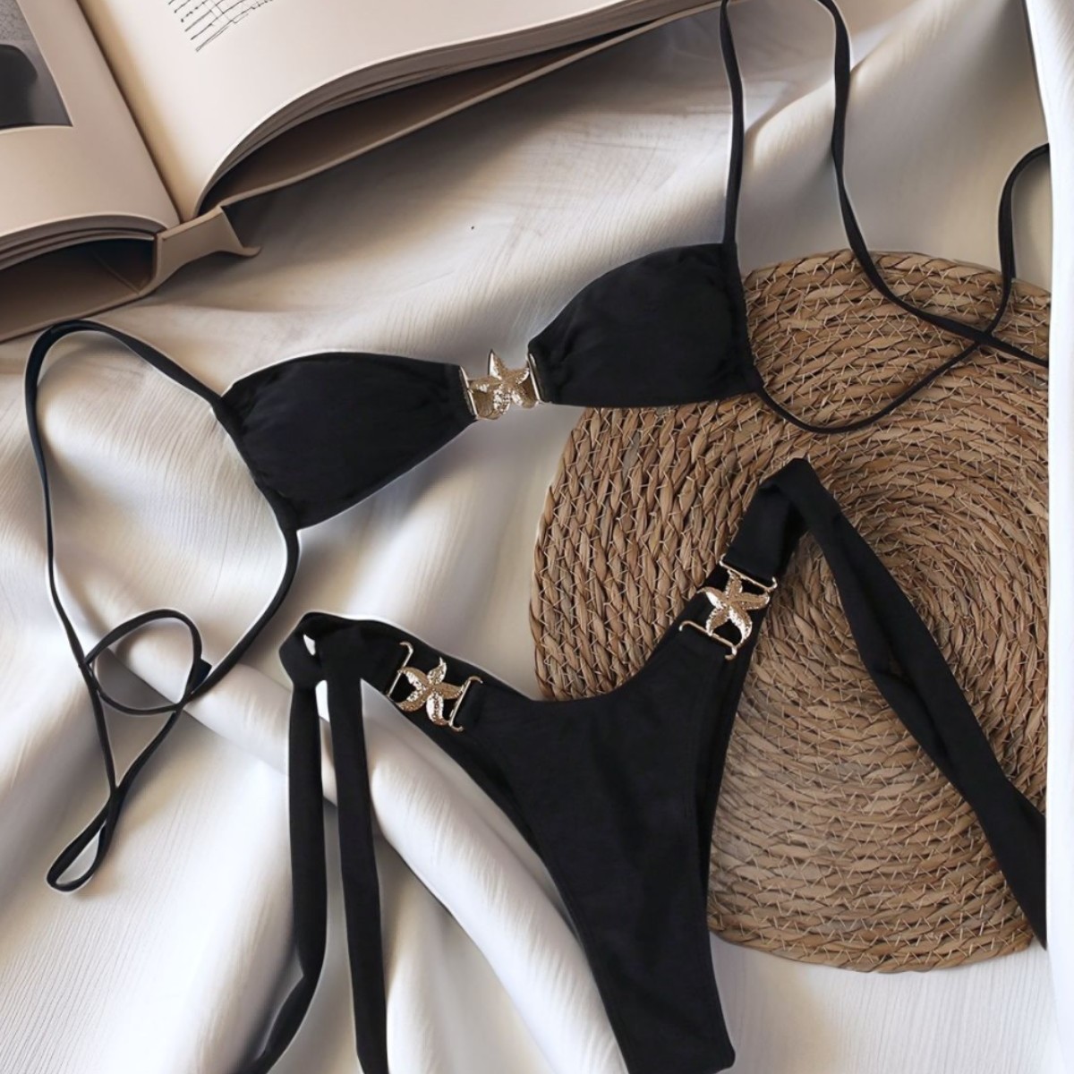 Women's Sexy Two Piece Swimsuit Bikini Set Strap Starfish Low Waist with Metal Drawstring for Spring/Summer/Vacation_ecoleips.com