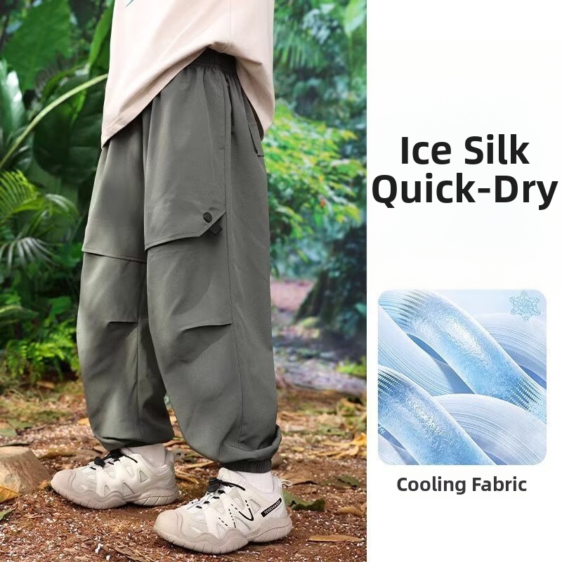 Muggenwerende, sneldrogende sportbroek voor jongens van ijzijde, lange kinderbroek, trendy werkkleding, nieuwe zomerkleding voor grote kinderen_voghion.com